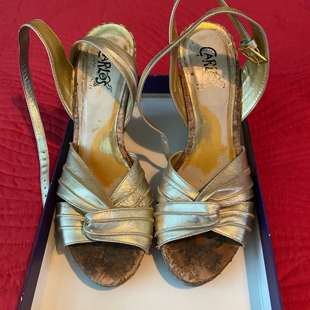 Gold “Carlos Santana” 5 inch Wedges.